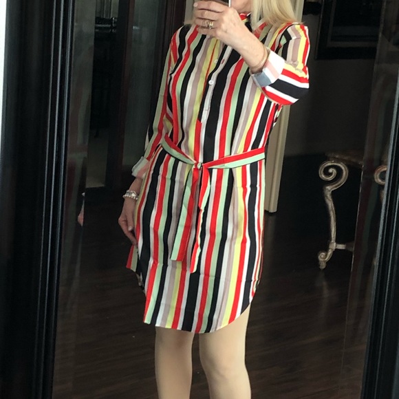 Striped shirt dress with tie - Picture 5 of 7